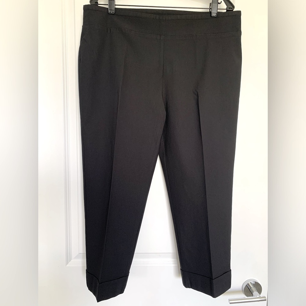 Soft Works Black Pull On Crop Pants Stretch with cuffs at the bottom